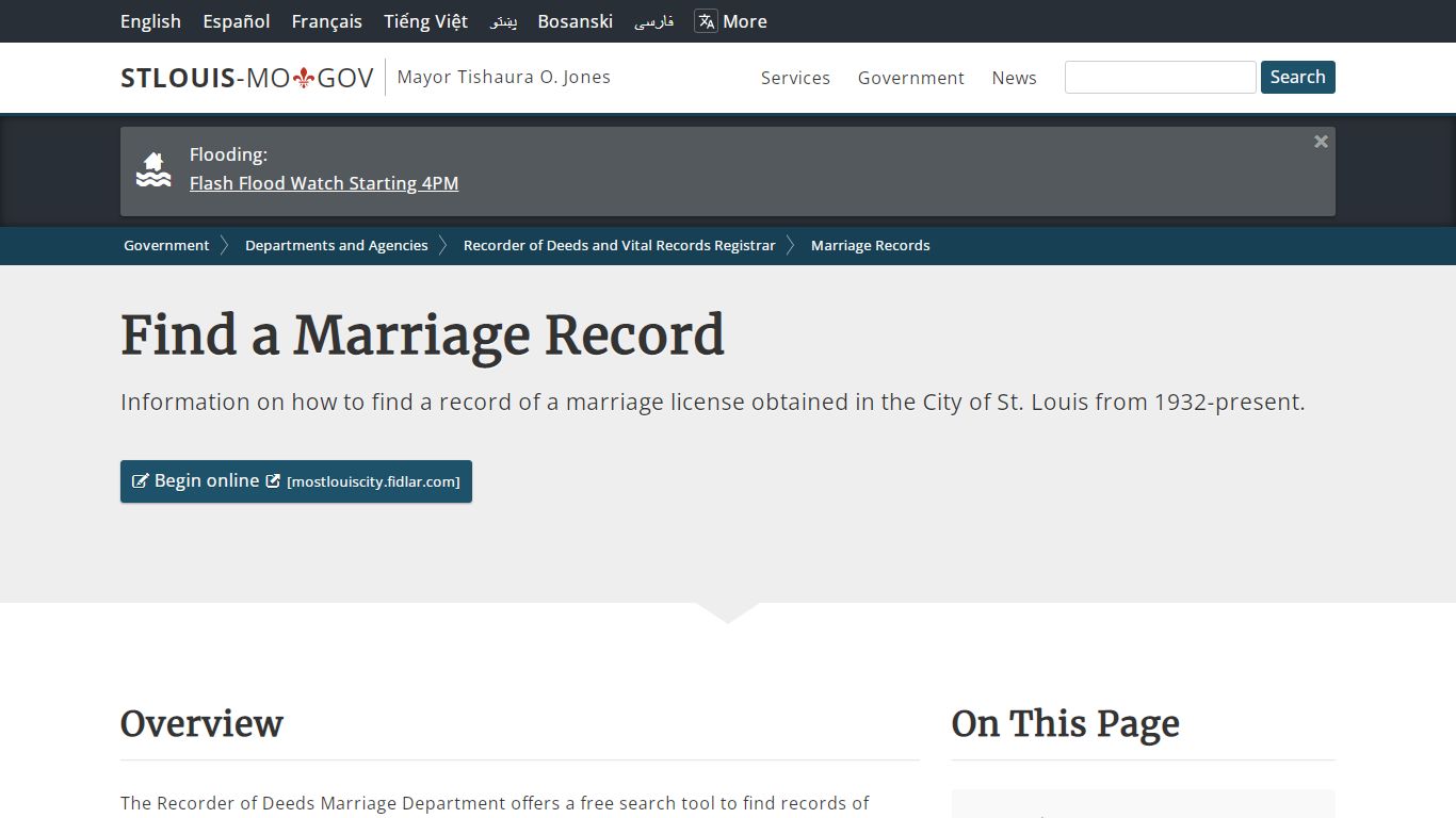 Find a Marriage Record - St. Louis